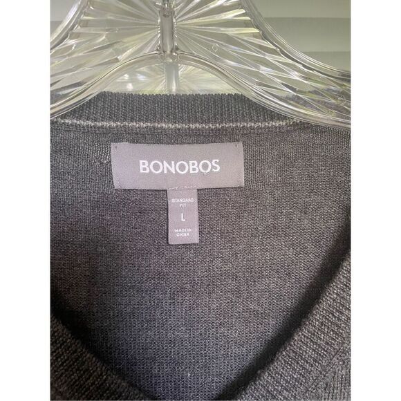 Bonobos Men V Neck Pullover Sweater 100% Extra Fine Merino Wool L Gray - Picture 3 of 9